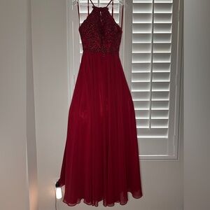 Chic Burgundy Prom Dress with Beaded Bodice